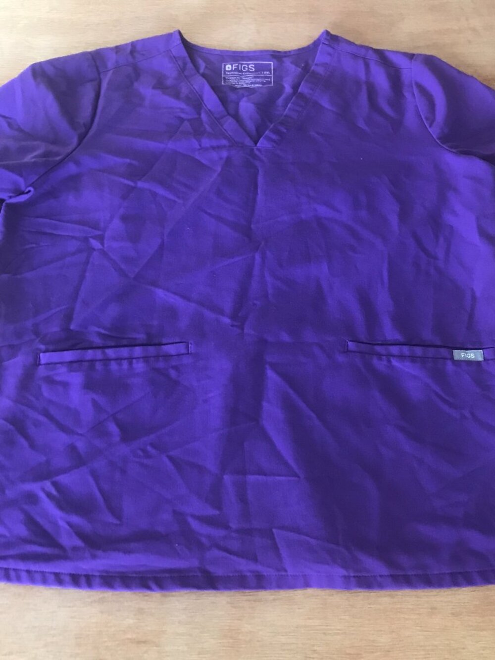 Figs Casma Three Pocket Scrub Top Women XXL Purple V Neck Short Sleeve Nurse